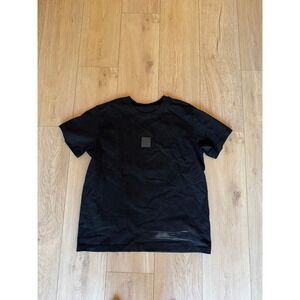 TikTok Black T-Shirt Rubber Logo Patch Tonal Crewneck Cotton Tee Approx L